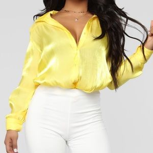 Yellow satin blouse